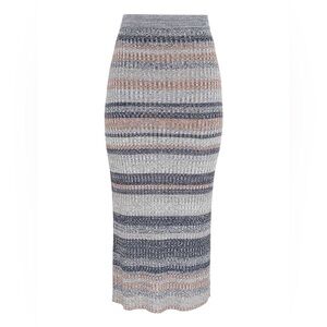 Zimmerman Wonderland Melange Knit Midi Skirt Size 1 US‎ Size 2 Sz 4 Denim Stripe